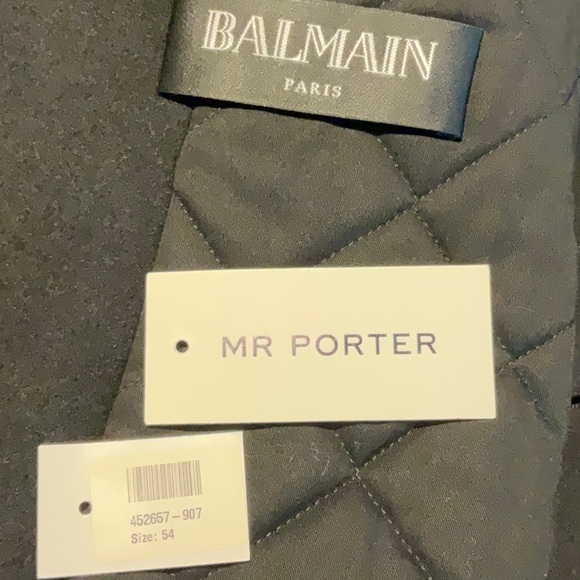 BALMAIN MEN'S 54 BLACK PEA COAT JACKET - Picture 4 of 16